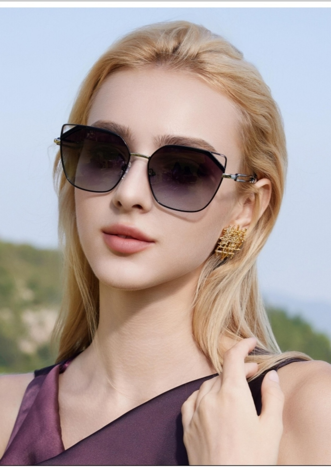 。。Gucc*新款时尚潮流女士偏光太阳镜大框网红防紫外线