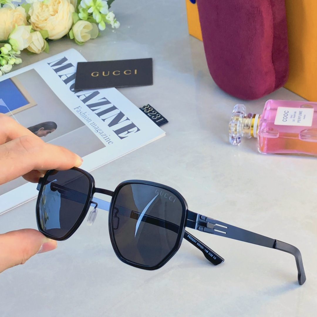 。。Gucc*2025新款小脸女士大框简约舒适偏光太阳镜百搭防紫外线墨镜休闲潮
