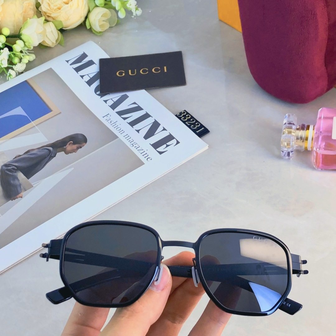 。。Gucc*2025新款小脸女士大框简约舒适偏光太阳镜百搭防紫外线墨镜休闲潮