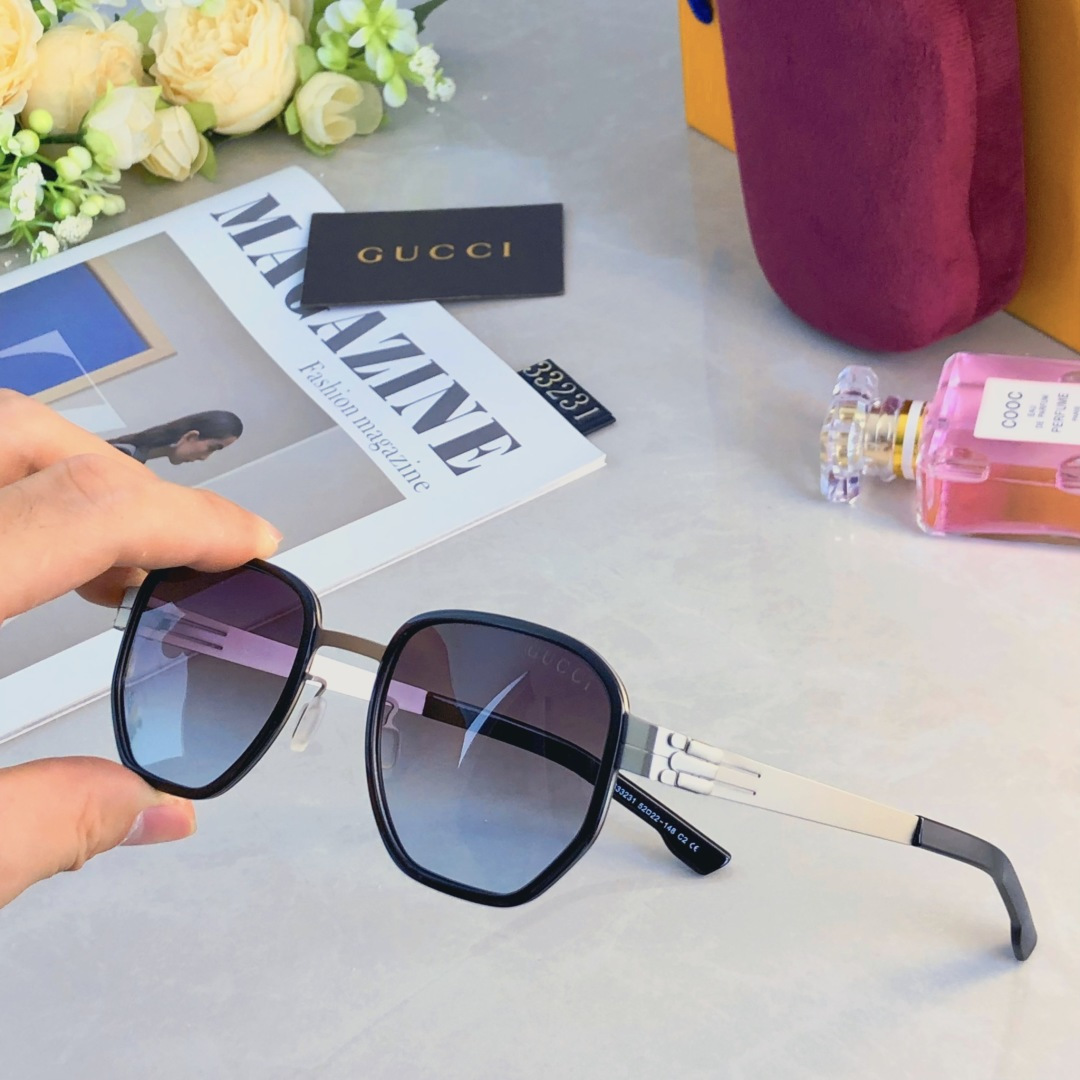 。。Gucc*2025新款小脸女士大框简约舒适偏光太阳镜百搭防紫外线墨镜休闲潮