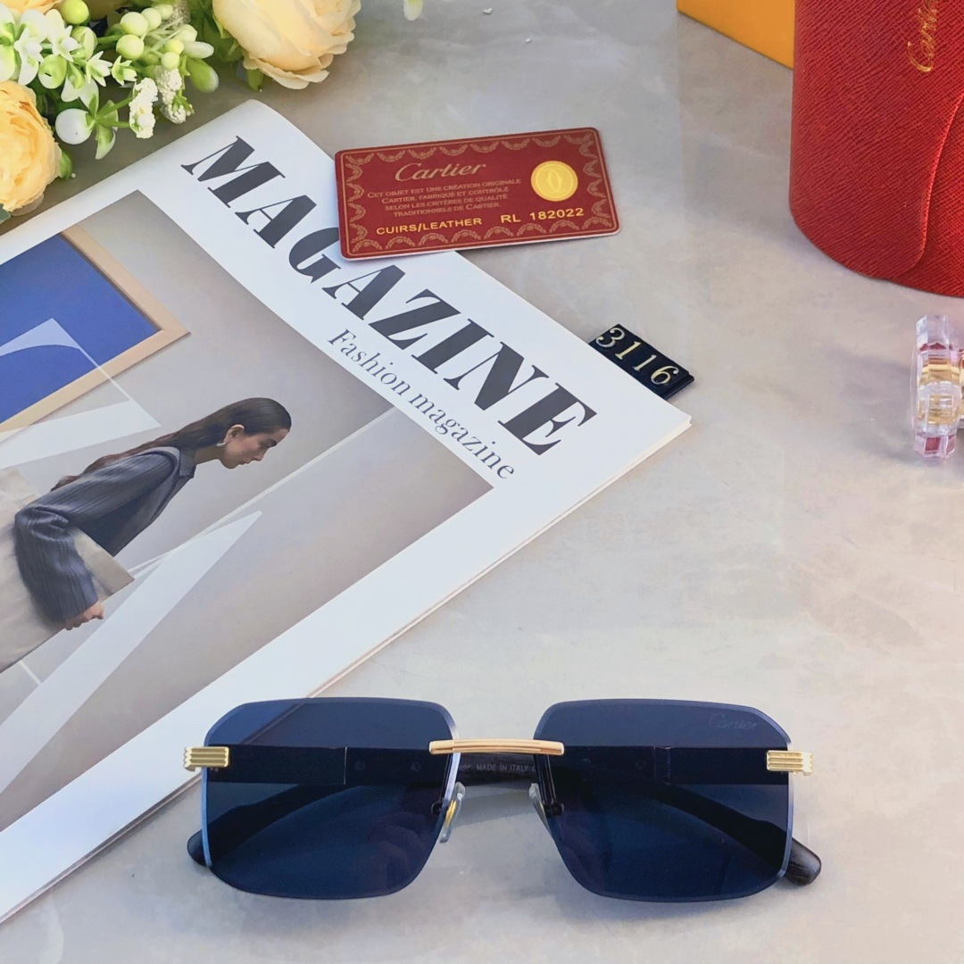 。。Cartie*墨镜女太阳眼镜男士新款时尚潮流无框切边个性穿搭街拍眼镜