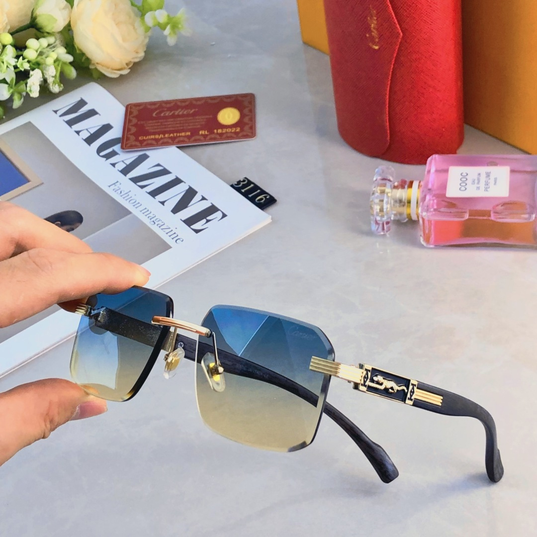 。。Cartie*墨镜女太阳眼镜男士新款时尚潮流无框切边个性穿搭街拍眼镜