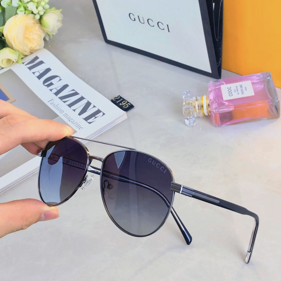 🔥🔥Gucc*情侣款复古飞行员太阳镜男女高颜值时尚街拍遮阳防晒墨镜拍照旅游