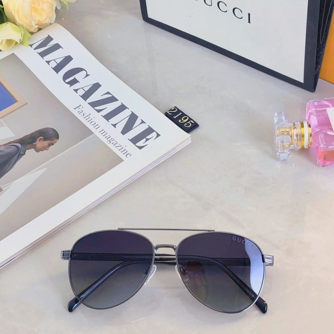 🔥🔥Gucc*情侣款复古飞行员太阳镜男女高颜值时尚街拍遮阳防晒墨镜拍照旅游