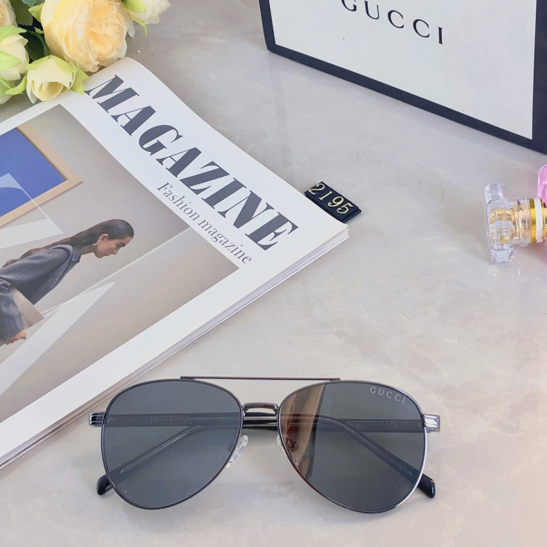 🔥🔥Gucc*情侣款复古飞行员太阳镜男女高颜值时尚街拍遮阳防晒墨镜拍照旅游