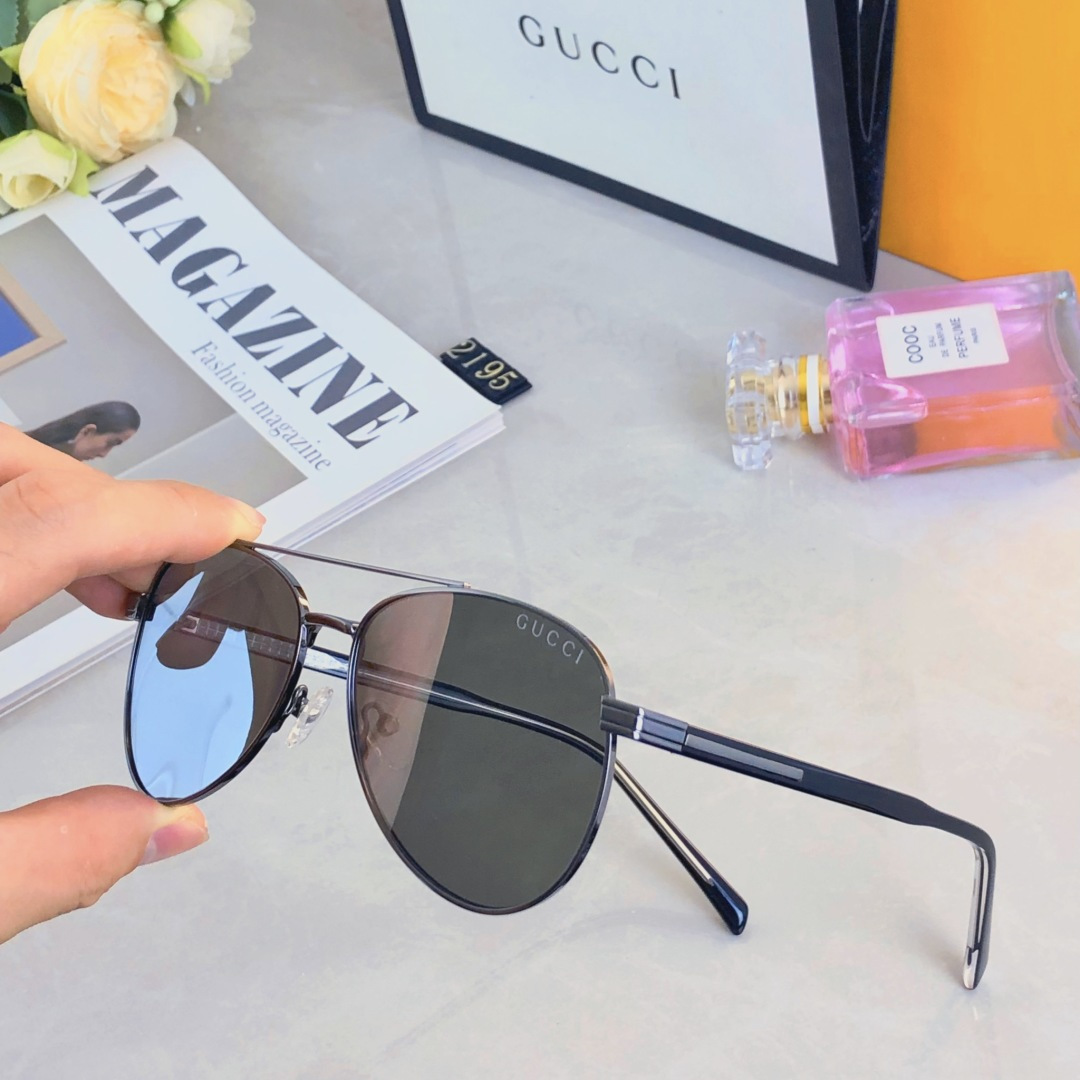 🔥🔥Gucc*情侣款复古飞行员太阳镜男女高颜值时尚街拍遮阳防晒墨镜拍照旅游