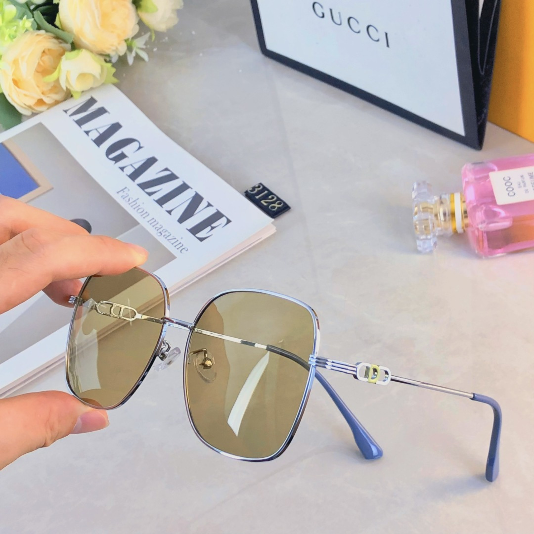 🔥🔥Gucc*太阳镜个性金属架偏光墨镜时尚潮流显脸防晒防紫外线遮阳眼镜