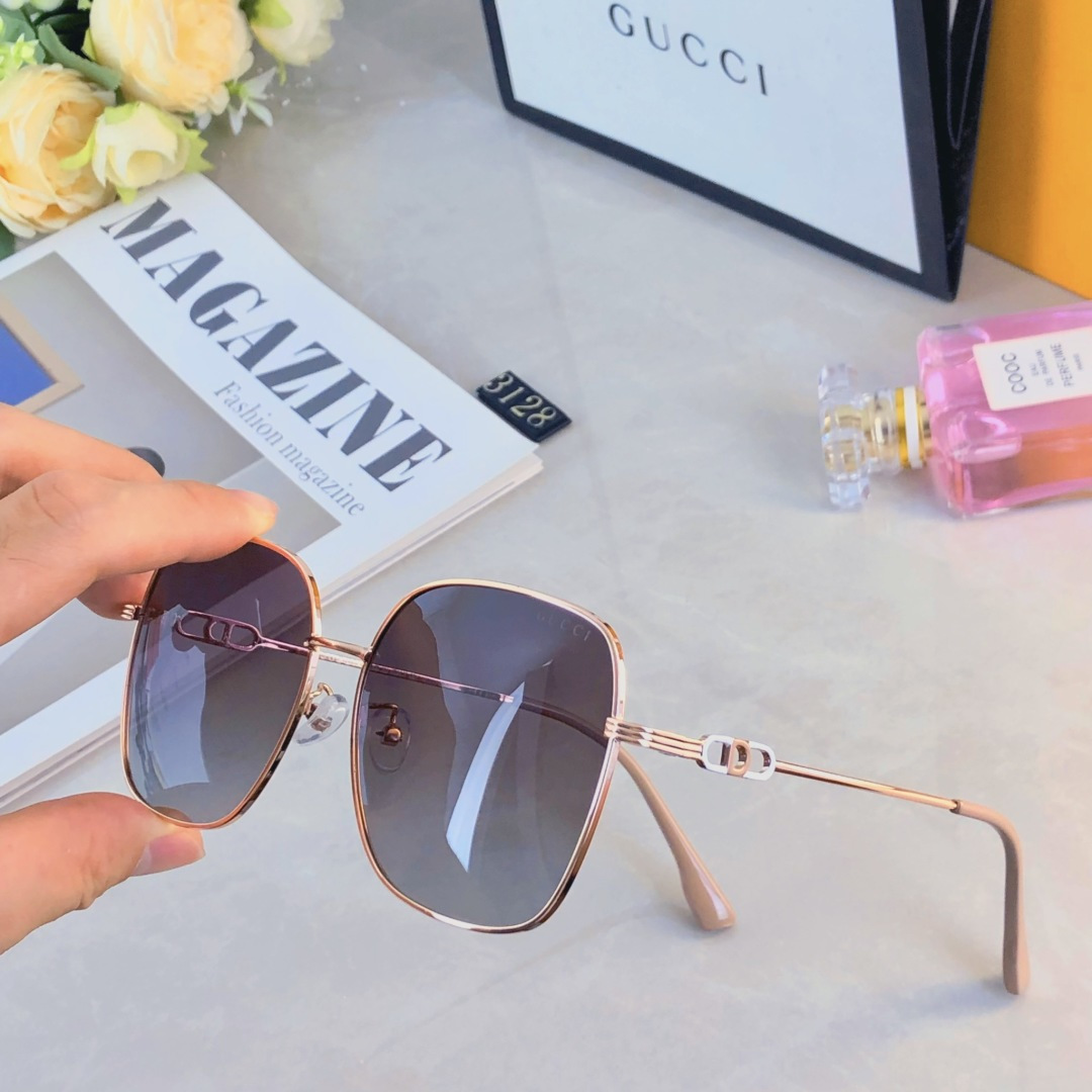 🔥🔥Gucc*太阳镜个性金属架偏光墨镜时尚潮流显脸防晒防紫外线遮阳眼镜