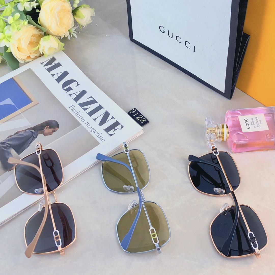 🔥🔥Gucc*太阳镜个性金属架偏光墨镜时尚潮流显脸防晒防紫外线遮阳眼镜