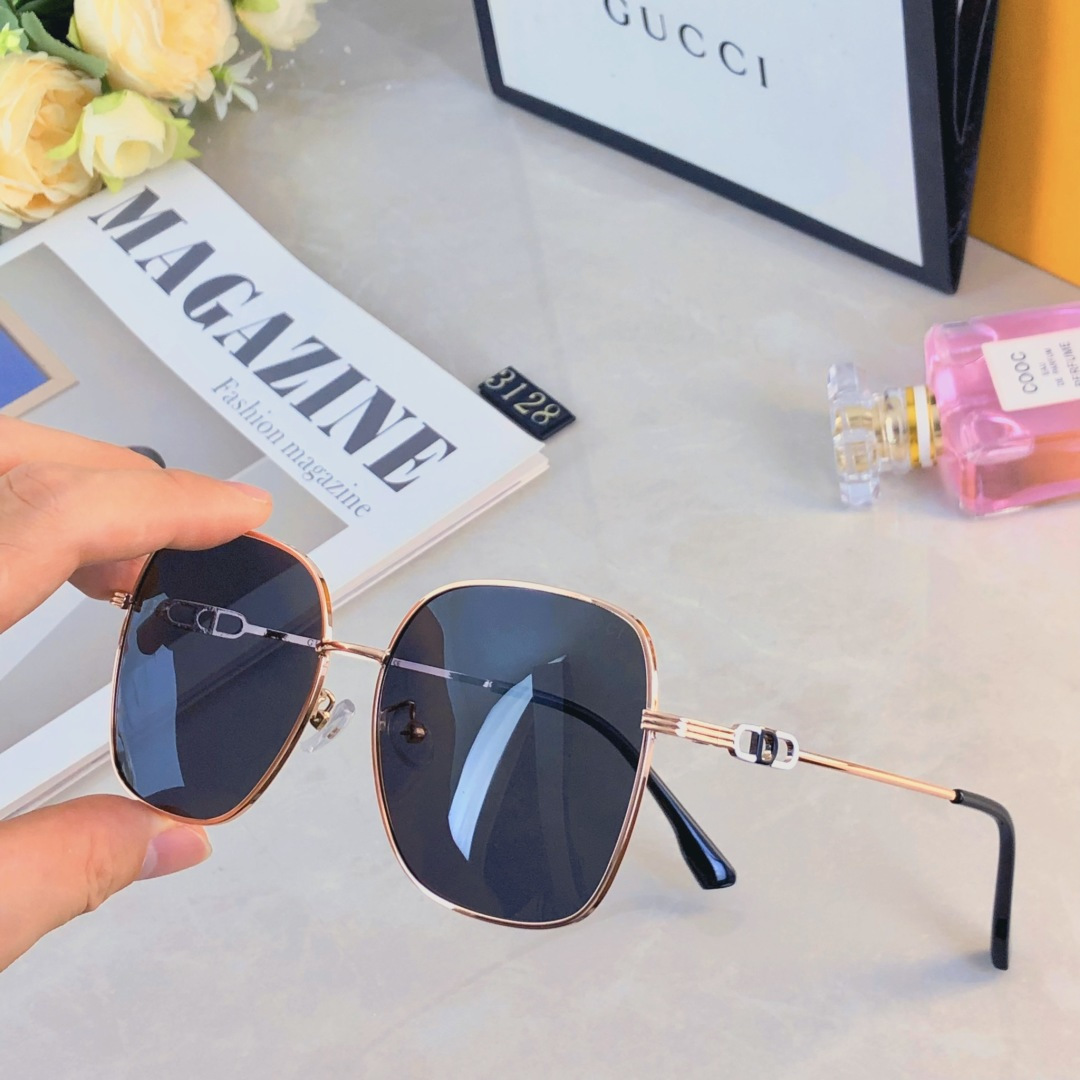 🔥🔥Gucc*太阳镜个性金属架偏光墨镜时尚潮流显脸防晒防紫外线遮阳眼镜