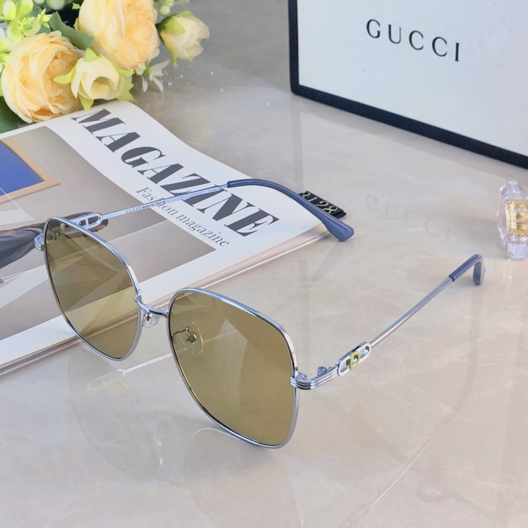 🔥🔥Gucc*太阳镜个性金属架偏光墨镜时尚潮流显脸防晒防紫外线遮阳眼镜