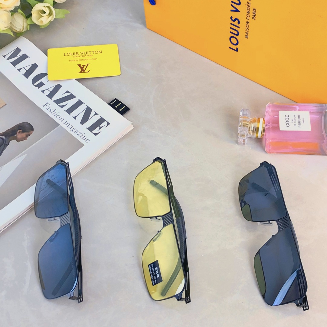 🔥🔥Louis vuitto*2025新款尼龙偏光太阳眼镜潮无螺丝开车时尚简约舒适轻男士渐变色