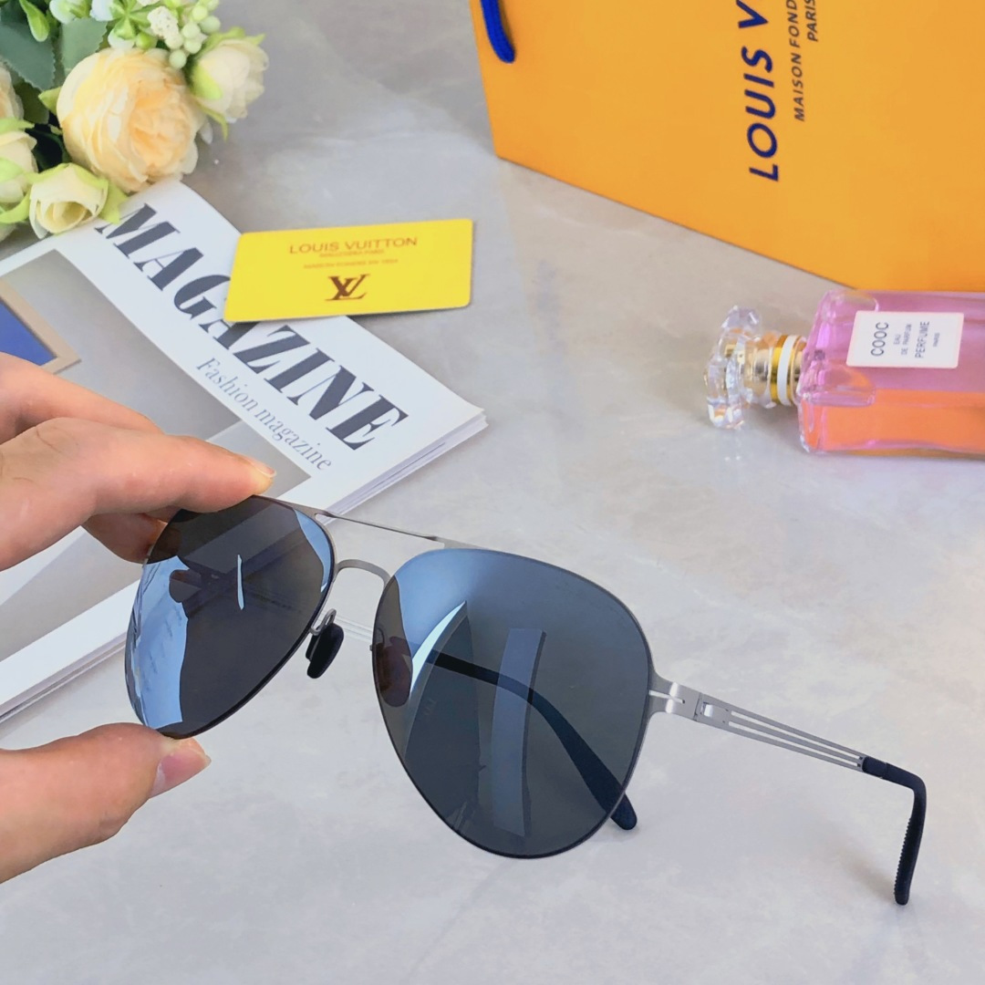 🔥🔥Louis vuitto*轻薄尼龙偏光太阳镜无焊接不锈钢墨镜男款飞行员蛤蟆镜