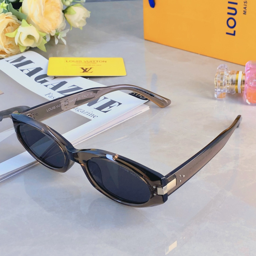 🔥🔥Louis vuitto*ins复古椭圆太阳眼镜网红同款百搭时尚遮阳开车护眼墨镜欧美个性