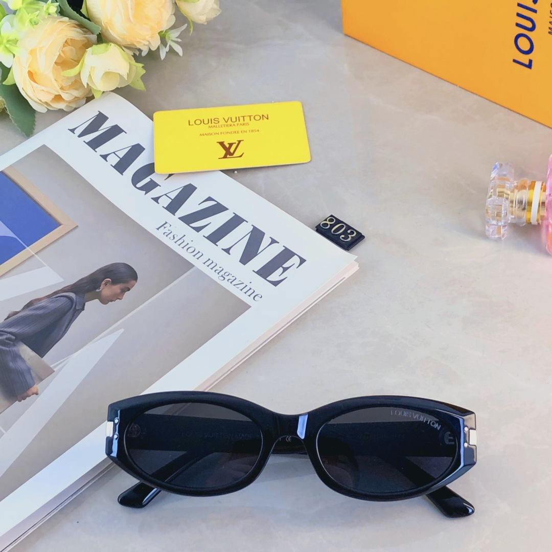 🔥🔥Louis vuitto*ins复古椭圆太阳眼镜网红同款百搭时尚遮阳开车护眼墨镜欧美个性