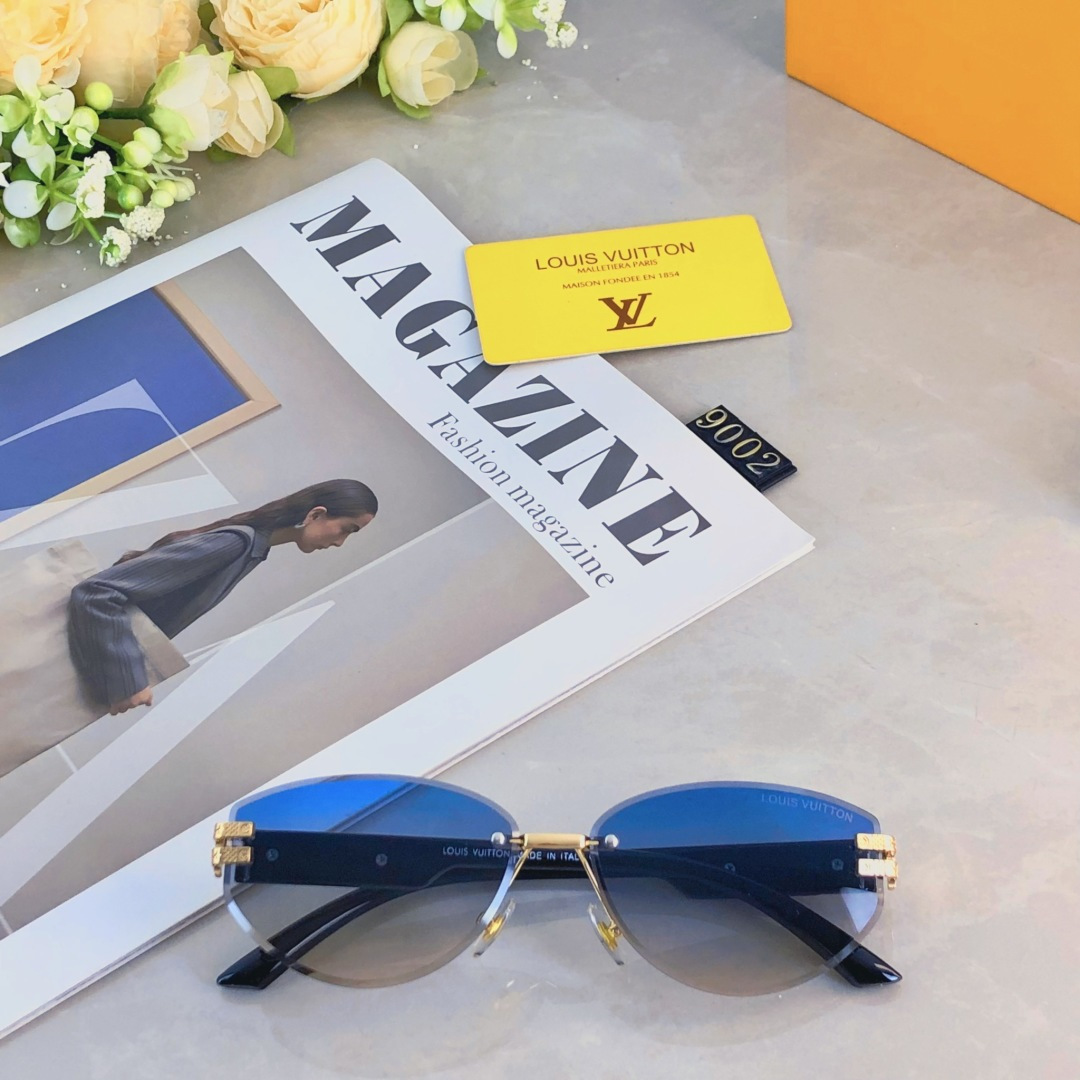 🔥🔥Louis vuitto*欧美风椭圆形小框太阳镜新无框切边个性眼镜特色防晒高级