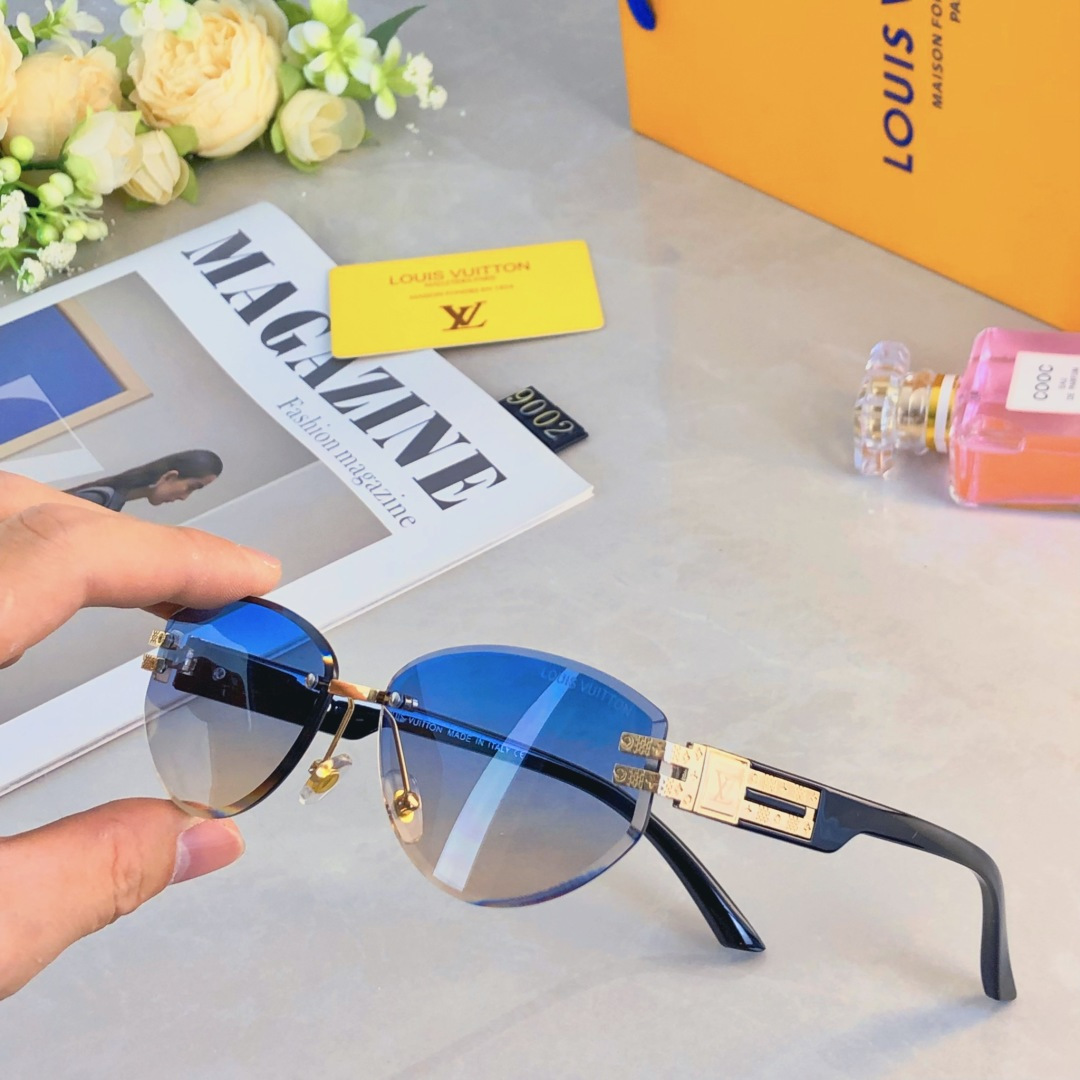 🔥🔥Louis vuitto*欧美风椭圆形小框太阳镜新无框切边个性眼镜特色防晒高级
