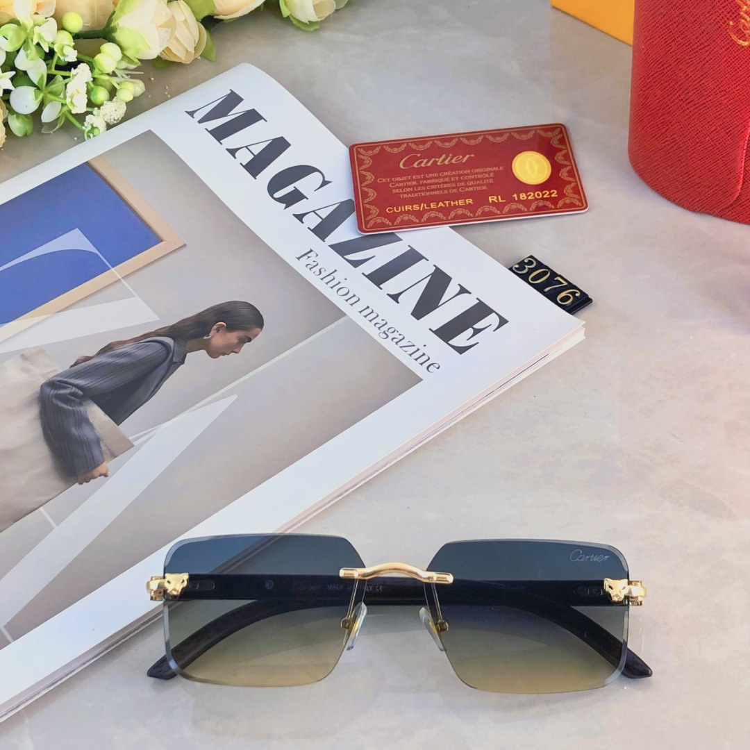 🔥🔥Cartie*欧美风金色无框切边太阳镜2025新款气质复古凹造型眼镜