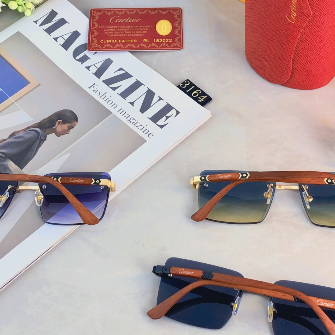 🔥🔥Cartie*韩版男士方形无边框太阳镜网红复古斯文ins高级感渐变灰色墨镜女