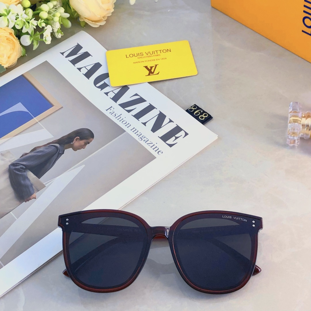 🔥🔥Louis vuitto*2025韩版方框太阳镜潮墨镜高级感ins大框圆脸男女款情侣眼镜