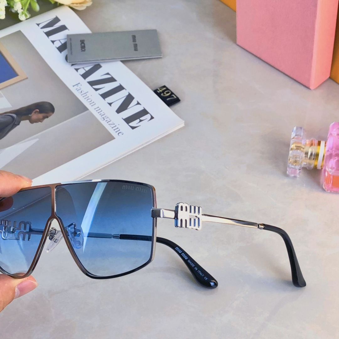 🔥🔥miumi*走秀时髦显瘦网红Y2K墨镜高级感曲面镜片太阳镜个性防晒墨镜