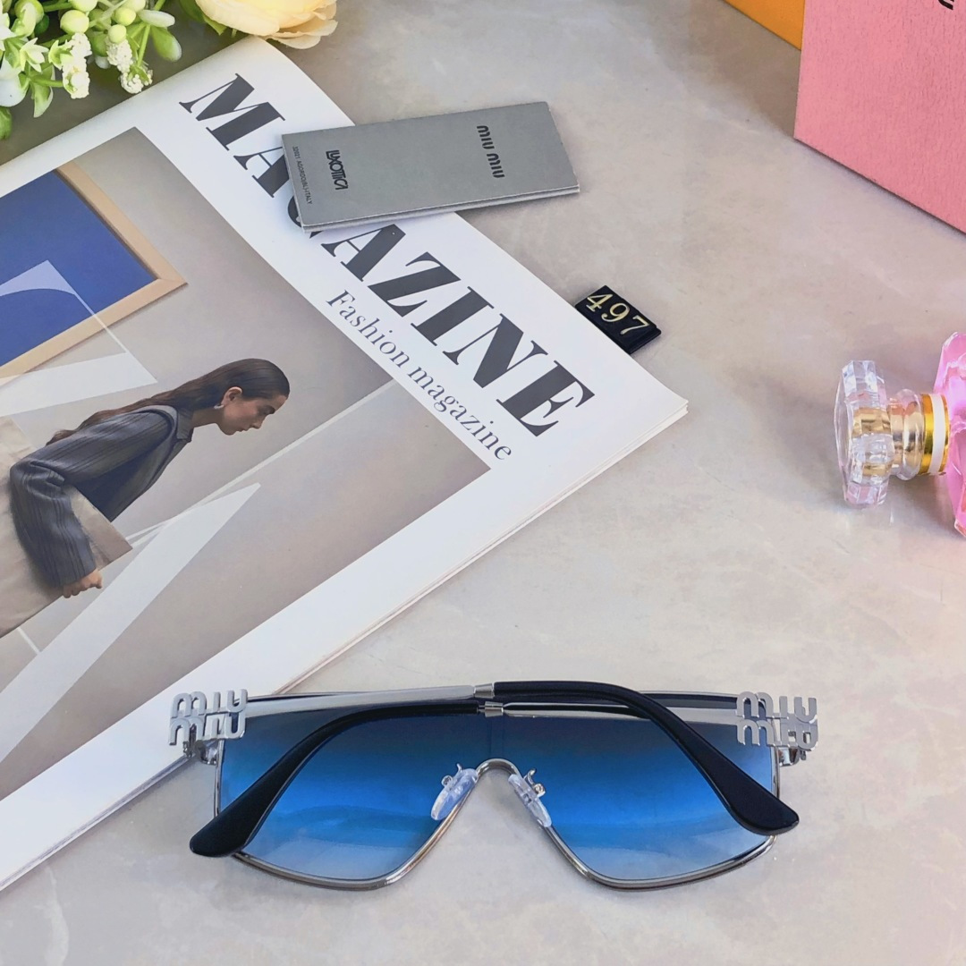 🔥🔥miumi*走秀时髦显瘦网红Y2K墨镜高级感曲面镜片太阳镜个性防晒墨镜