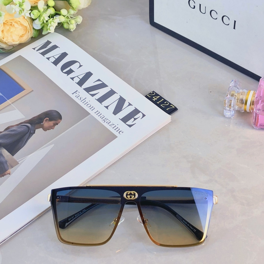 🔥🔥Gucc*复古痞帅男士双梁金属墨镜高端商务风格防晒防紫外线太阳镜