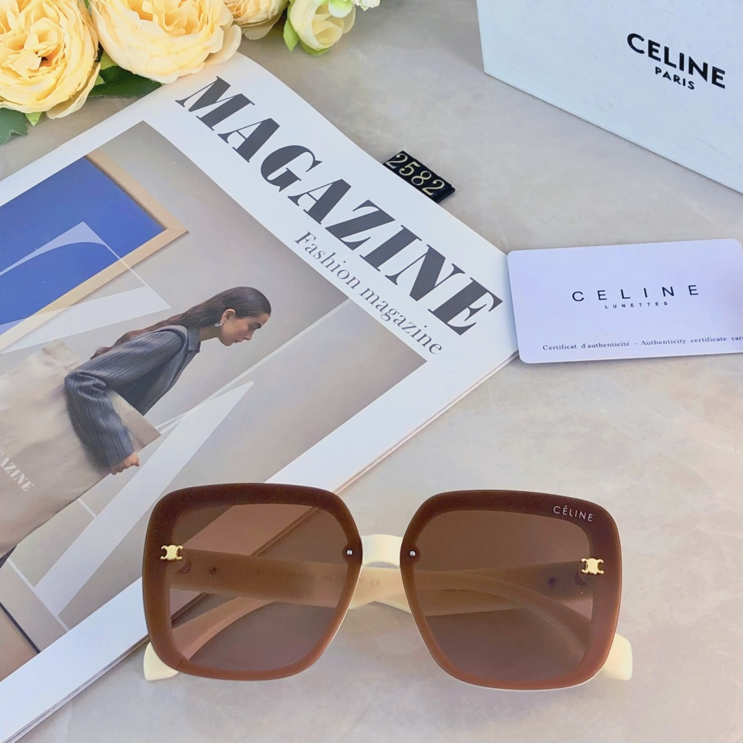 🔥🔥🔥Celin*2025年新款大框尼龙偏光太阳镜时尚网红女士墨镜圆脸显瘦遮阳潮流