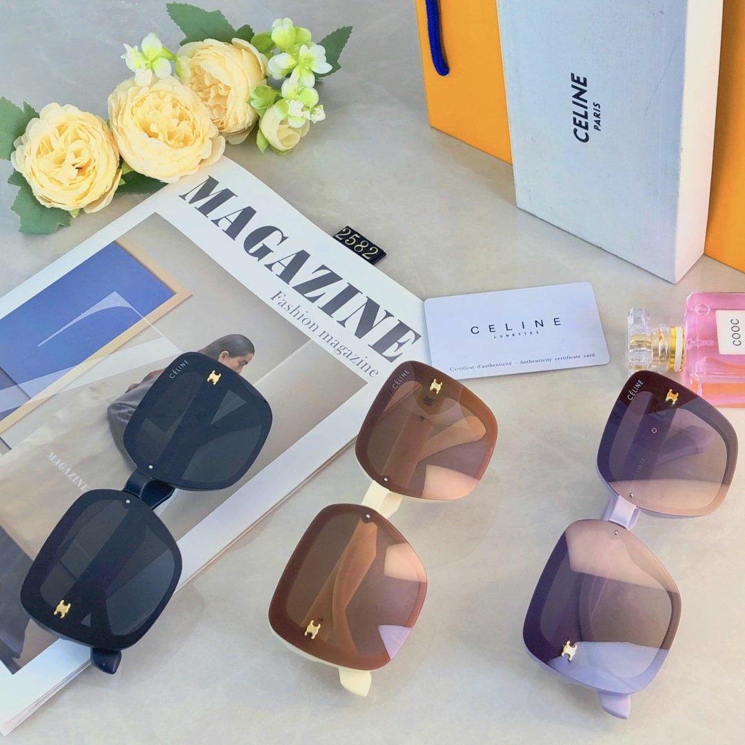 🔥🔥🔥Celin*2025年新款大框尼龙偏光太阳镜时尚网红女士墨镜圆脸显瘦遮阳潮流