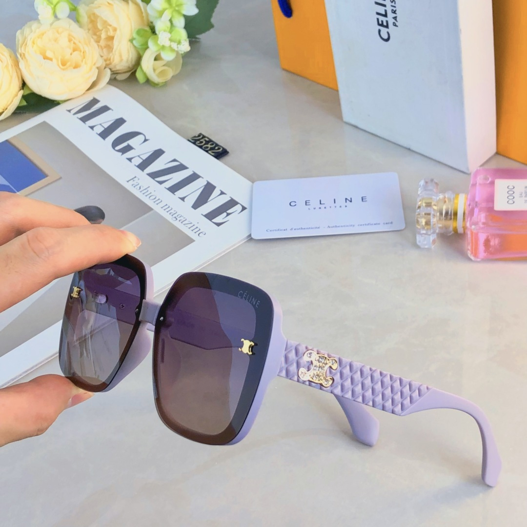 🔥🔥🔥Celin*2025年新款大框尼龙偏光太阳镜时尚网红女士墨镜圆脸显瘦遮阳潮流