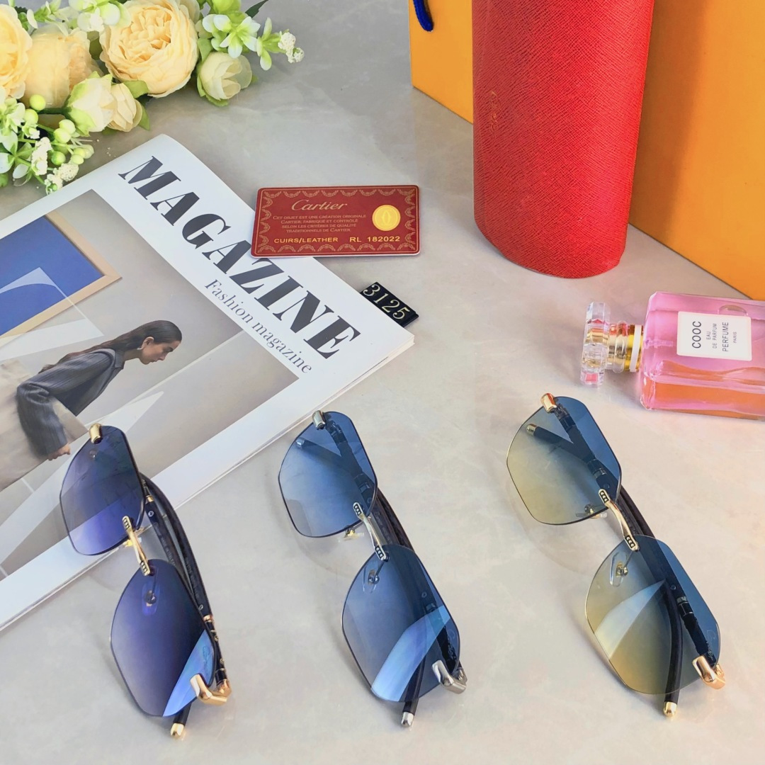 🔥🔥Cartie*新款时尚无框太阳镜复古个性装饰网红同款方框墨镜防强光