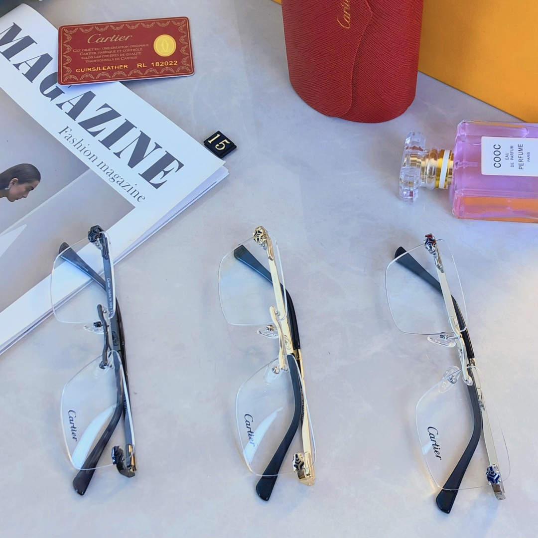🔥🔥Cartie*新款眼镜框无框超轻商务百搭方形金丝可配近视