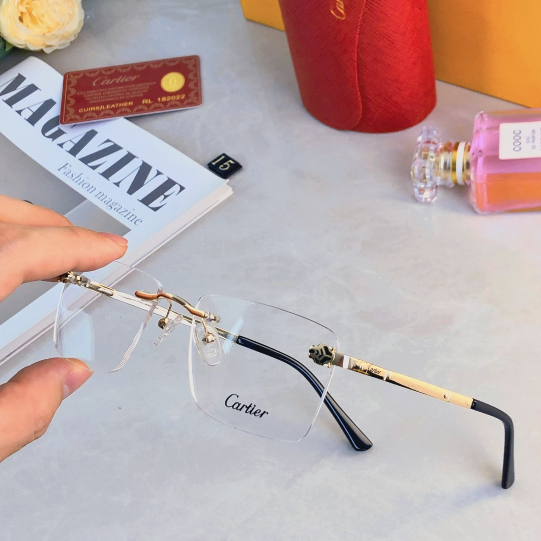 🔥🔥Cartie*新款眼镜框无框超轻商务百搭方形金丝可配近视