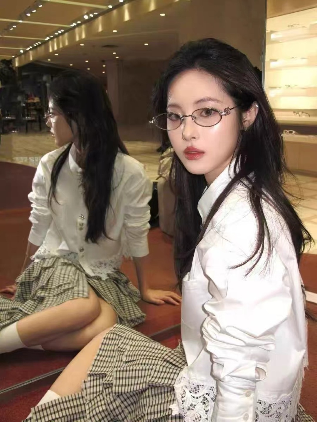 🔥🔥Jennie同款珠宝系列钻石眼镜框纯欲风凹造型小椭圆平光镜架近视镜