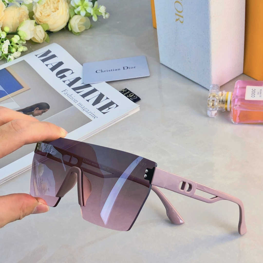 🔥🔥Dio*2025新款墨镜女款超大框连体无框欧美风辣妹海边度假防晒太阳眼镜