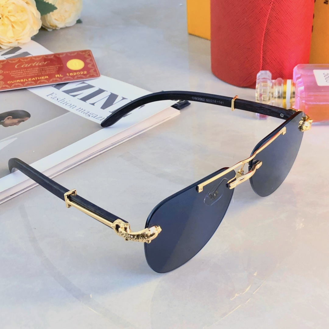 🔥🔥Cartie*欧美复古潮流大框切边墨镜男女潮个性木纹镜腿镶嵌太阳眼镜蛤蟆镜