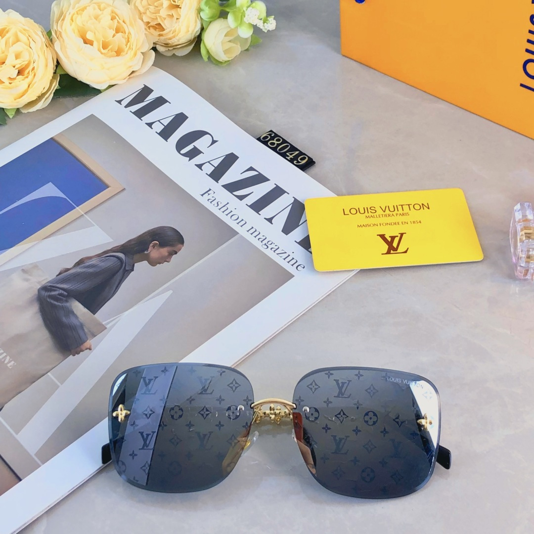 🔥🔥Louis vuitto*2025新款无框切边字母款高级感满印花女太阳镜小红书抖音网红墨镜