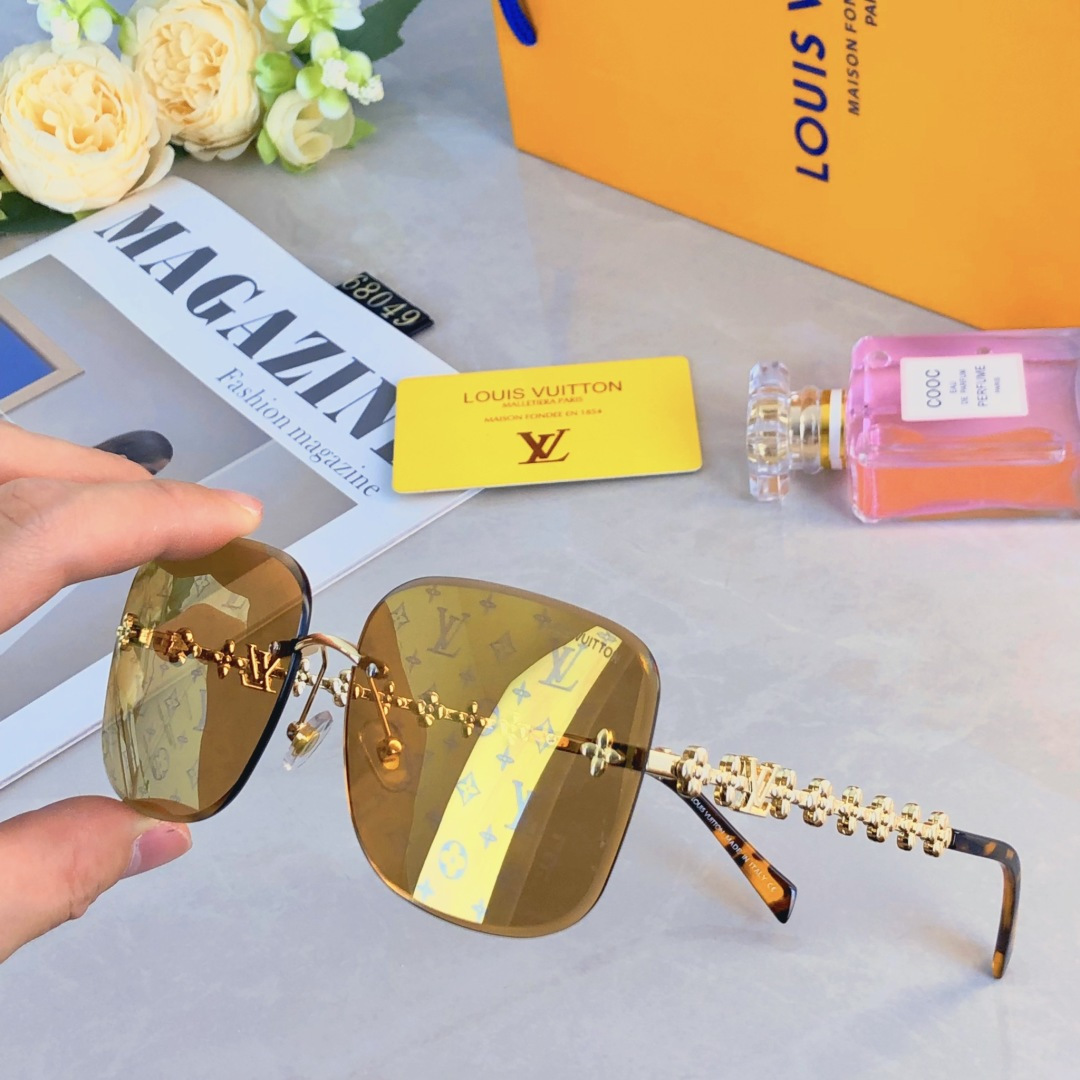 🔥🔥Louis vuitto*2025新款无框切边字母款高级感满印花女太阳镜小红书抖音网红墨镜