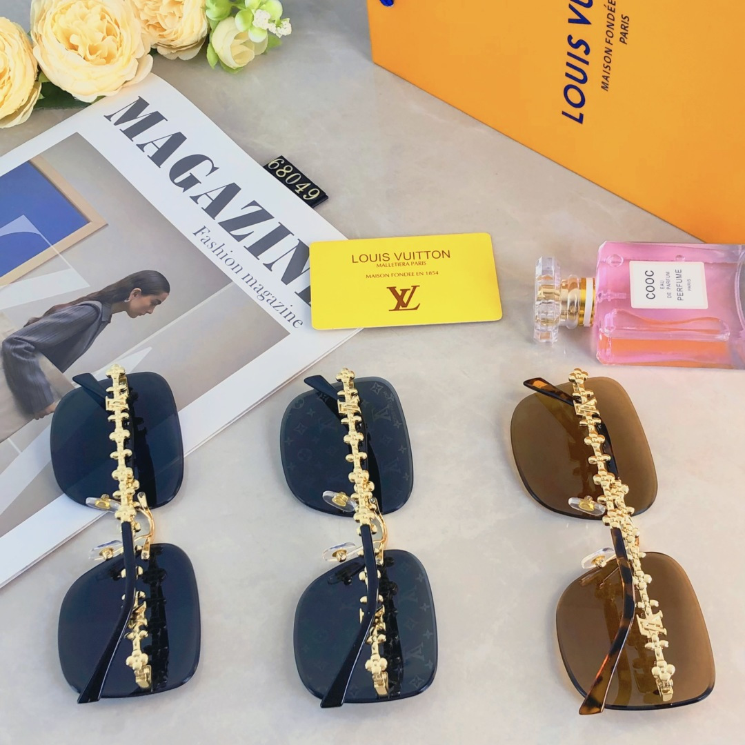 🔥🔥Louis vuitto*2025新款无框切边字母款高级感满印花女太阳镜小红书抖音网红墨镜