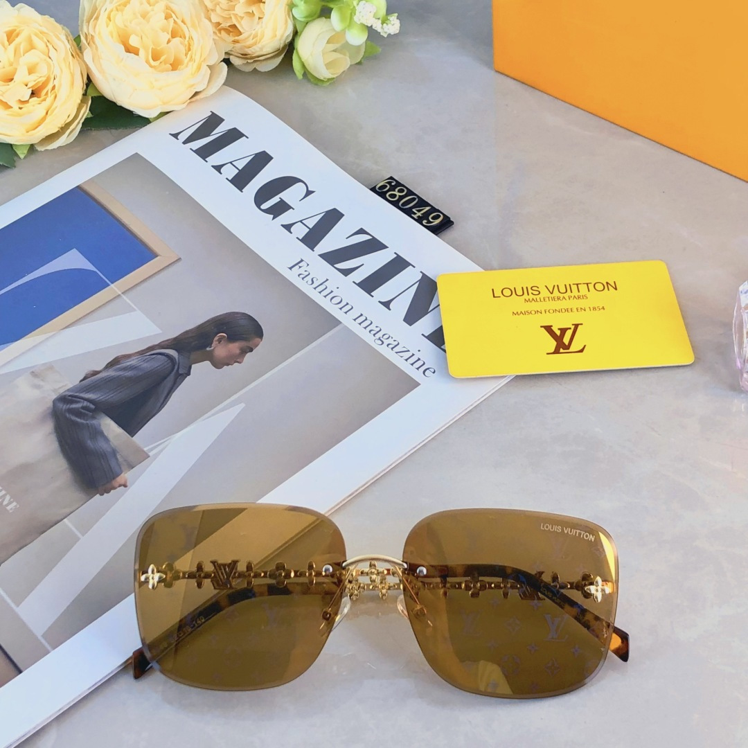 🔥🔥Louis vuitto*2025新款无框切边字母款高级感满印花女太阳镜小红书抖音网红墨镜