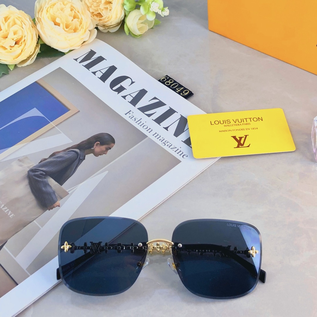 🔥🔥Louis vuitto*2025新款无框切边字母款高级感满印花女太阳镜小红书抖音网红墨镜