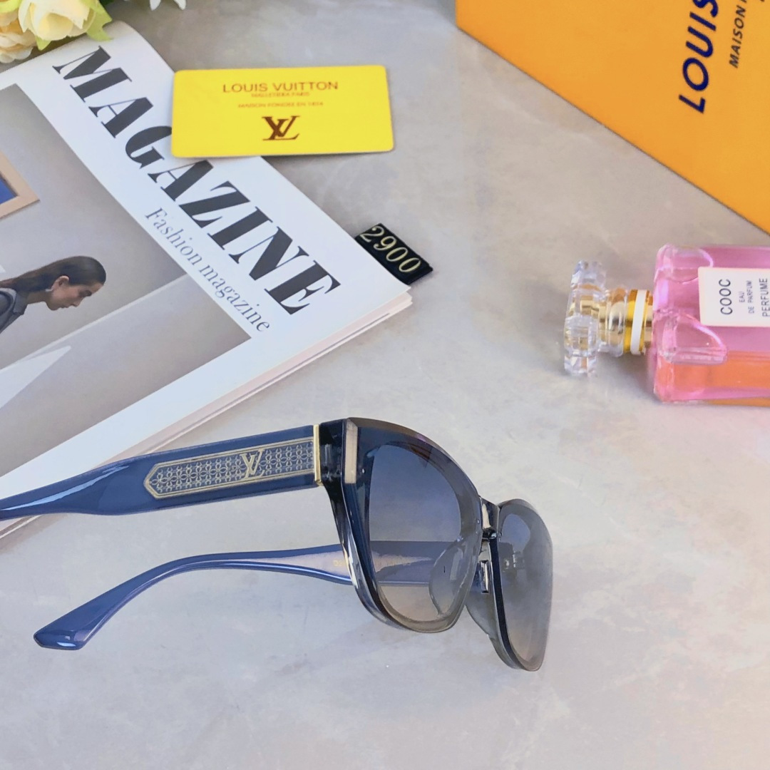 🔥🔥Louis vuitto*复古镜腿轻奢简约欧美风墨镜女方圆脸显瘦太阳镜