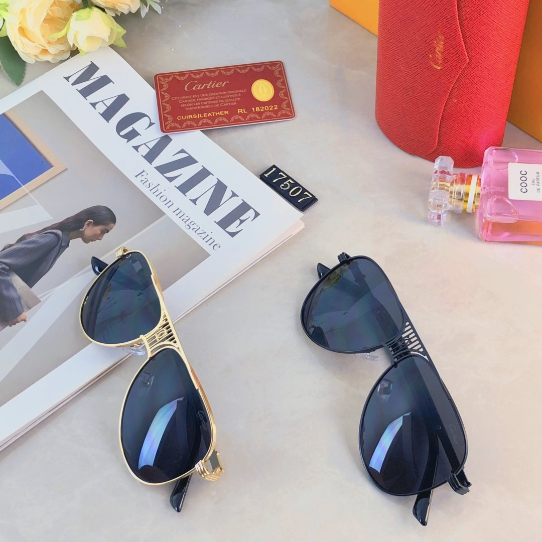 🔥🔥Cartie*情侣款复古飞行员太阳镜男女高颜值时尚街拍遮阳防晒墨镜拍照旅游