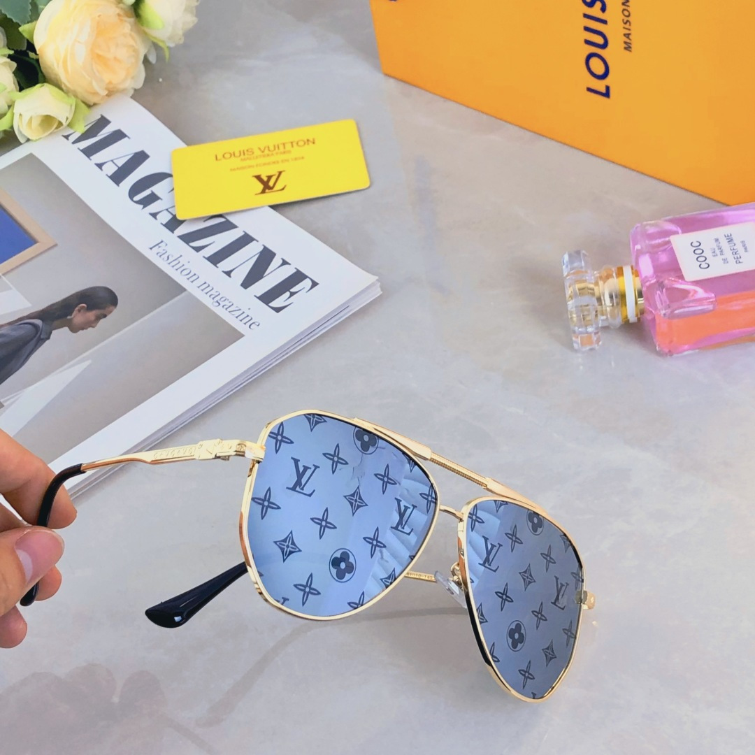 🔥🔥Louis vuitto*大框双梁蛤蟆形太阳镜金属2025新款复古素颜墨镜高级感街拍眼镜