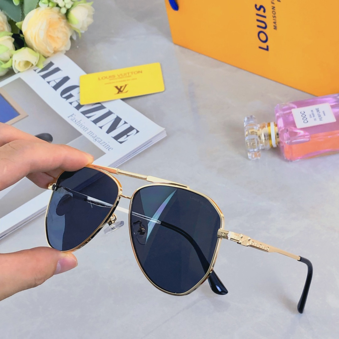 🔥🔥Louis vuitto*大框双梁蛤蟆形太阳镜金属2025新款复古素颜墨镜高级感街拍眼镜