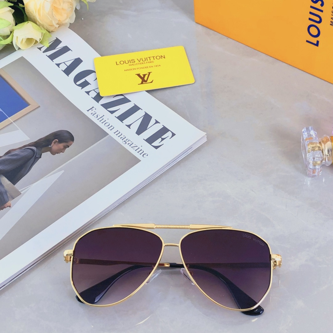 🔥🔥Louis vuitto*大框双梁蛤蟆形太阳镜金属2025新款复古素颜墨镜高级感街拍眼镜