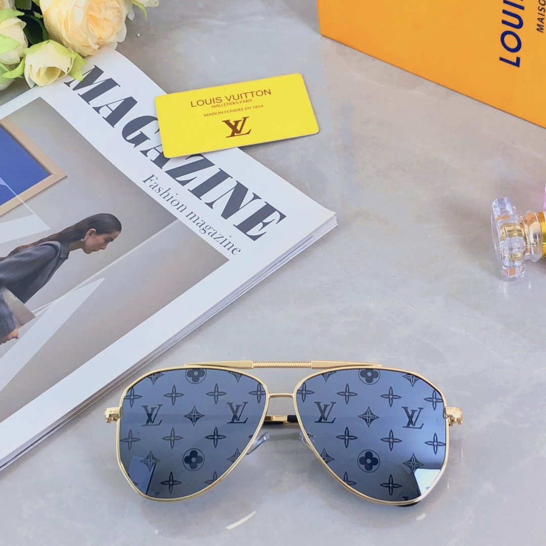 🔥🔥Louis vuitto*大框双梁蛤蟆形太阳镜金属2025新款复古素颜墨镜高级感街拍眼镜