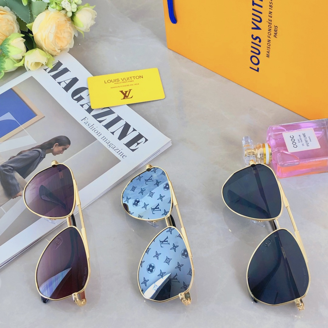 🔥🔥Louis vuitto*大框双梁蛤蟆形太阳镜金属2025新款复古素颜墨镜高级感街拍眼镜