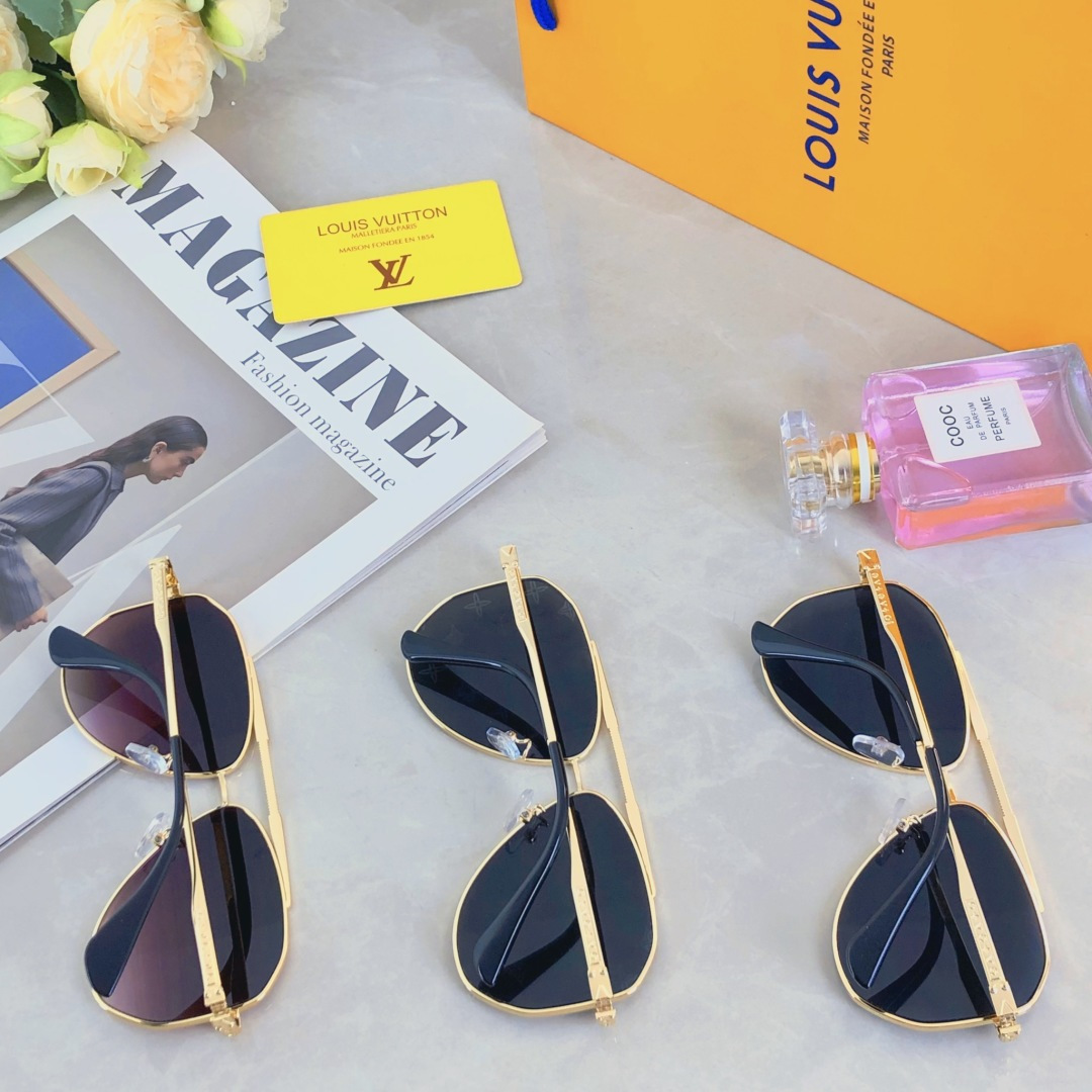 🔥🔥Louis vuitto*大框双梁蛤蟆形太阳镜金属2025新款复古素颜墨镜高级感街拍眼镜