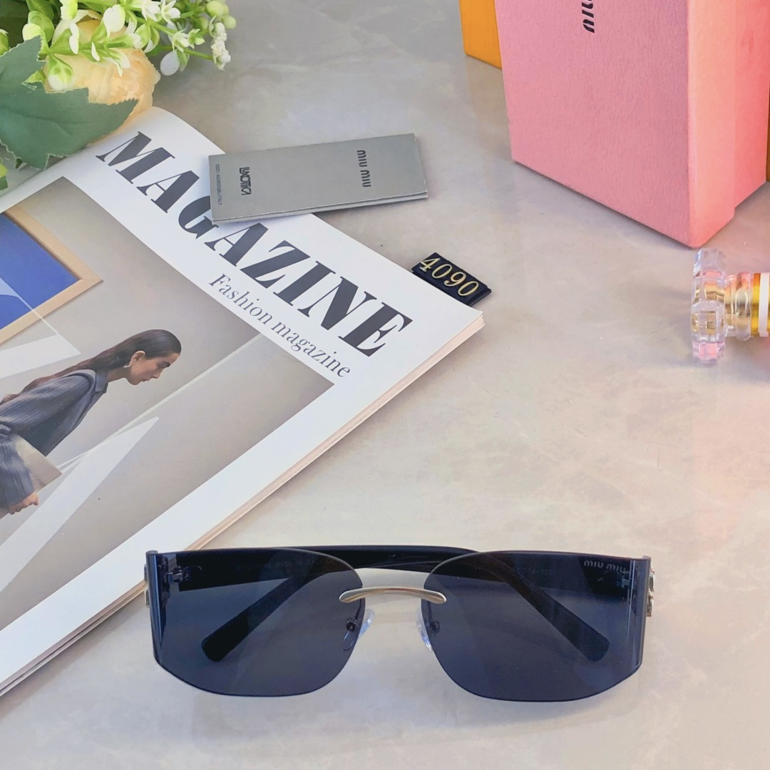 🔥🔥miumi*2025辣妹风曲面无边框网红街拍墨镜女高级感时髦防晒太阳眼镜女潮